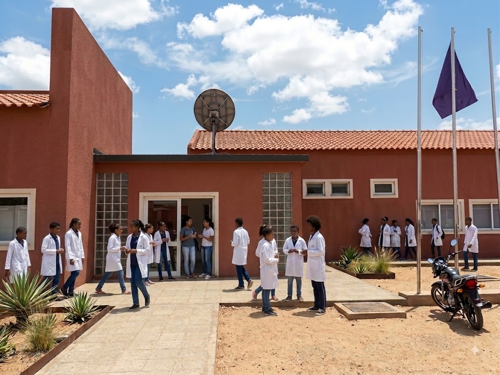 Estudante no campus